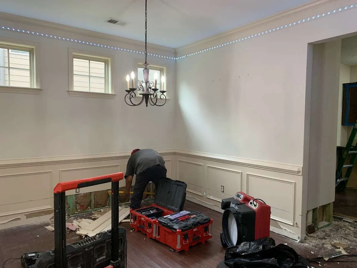 Restoration technician with professional equipment in Rocky Mount